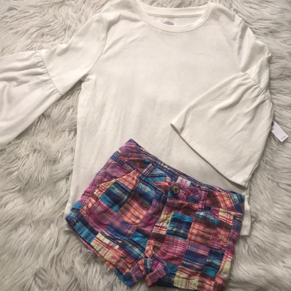 Soft White Shirt With Tags and Colorful Shorts